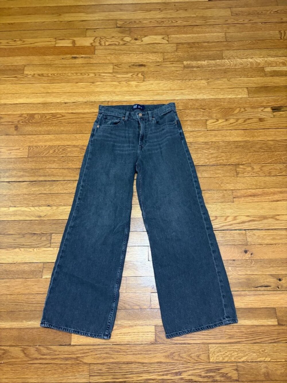 Gap Womens High Rise Wide Leg Jeans Size 4 4/27 Black 100% Cotton Denim Baggy